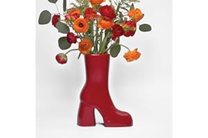 Reimagine Discovery Red Boot Vase, Maximalist Decor Ceramic Flower Vase, Modern Red Home Decor for Office, Bedroom & Living Room, Aesthetic Room Decor for Desk, Shelf, Table, Bar & Vanity