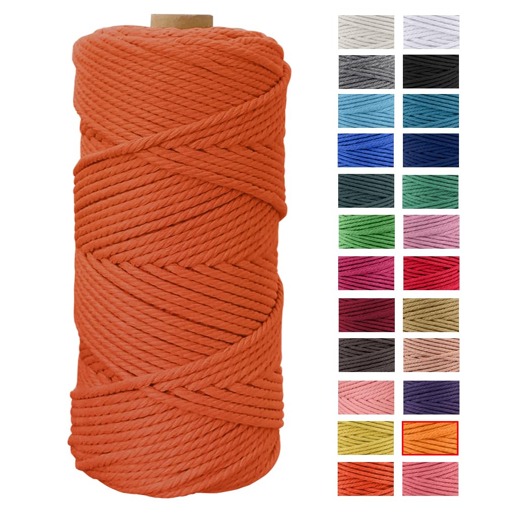 Macrame Cord 4mm x 109 Yards, JeogYong Thick Natural Cotton Cord Yarn Thread, 4-Strand Twisted Spool Twine String Cotton Rope for DIY Crafts, Wall Hangings, Plant Hangers, Home Decorations (Orange) — image 1