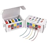 20AWG Electric Wire Flexible Silicone Wires 20 Gauge Stranded Tinned Copper Wire, OD:1.8mm, 5 Colors 19.6ft/6m Each, DIY Elec