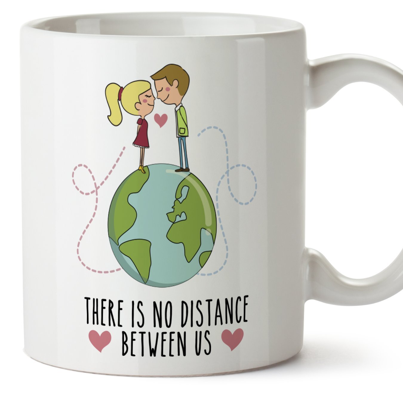 MUGFFINS Taza de café Regalo para la Pareja de Enamorados - Regalo Original de Novios y Novias San Valentín - There is no Distance Between us - 350