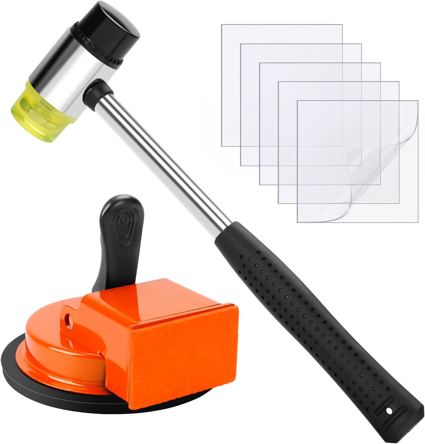 Floor Gap Fixer Tool Kit to Close Floor Gaps, Suction Cup Gap Puller with 5 Reusable Sticky Pads & Rubber Mallet, Heavy Duty Repair Tool, Laminate Flooring Tools, Vinyl Floor Repair Kit, Gap Tool