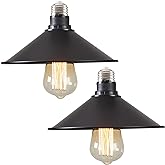WOERFU 2-Pack E26 to E26 Screw-in Industrial Style Ceiling Lights Fixture, Matte Black Farmhouse Light Fixtures for Kitchen, 