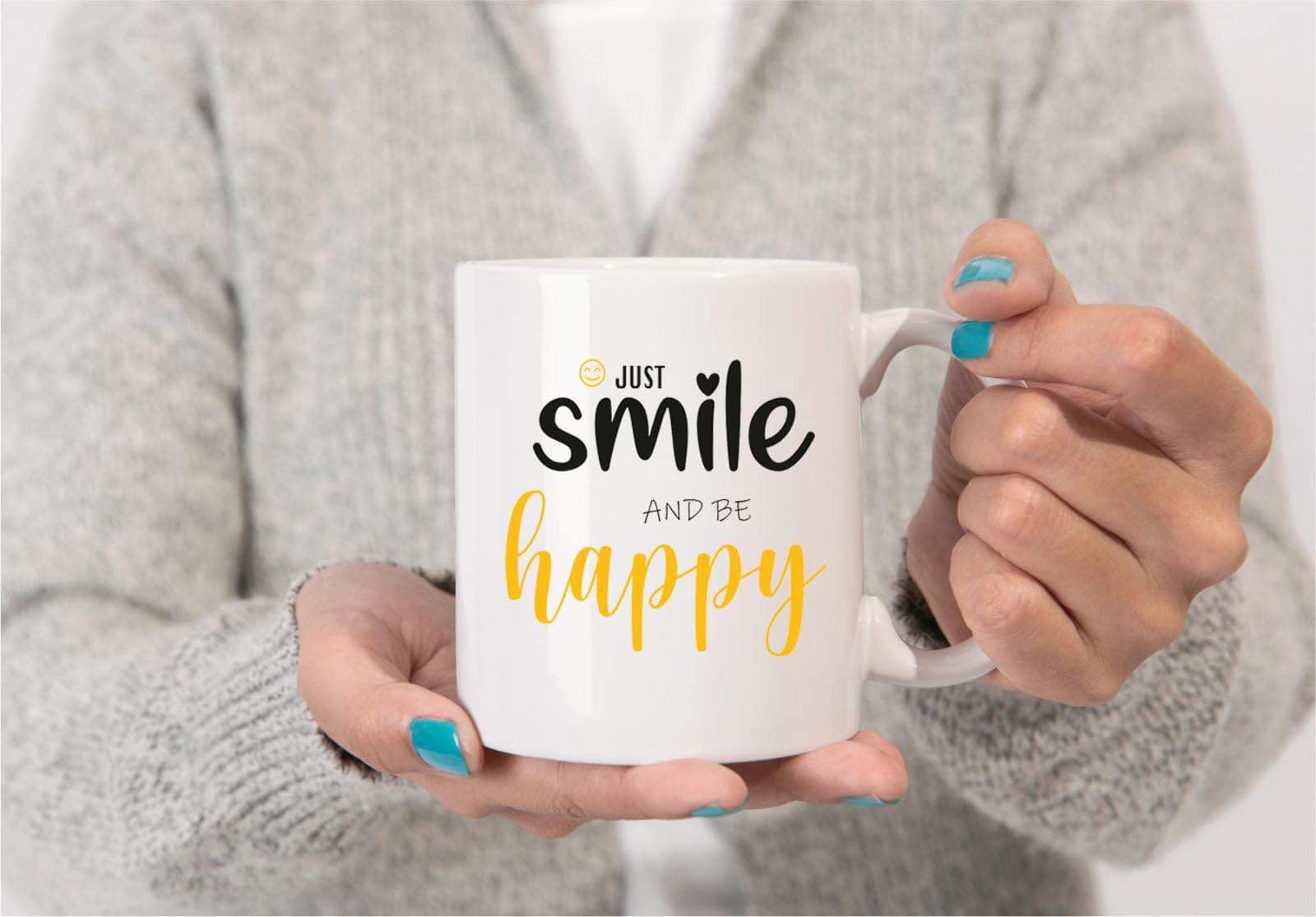 HD PRINT4YOU Coffee Mug - Photo Mug Printed Personalised Ceramic Mug Motif Mug (Just Smile)