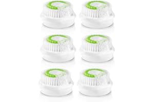 MYRA PARKER Replacement Facial Cleansing Brush Heads, Facial Cleansing Brush Head, Exfoliator Facial Brush Heads, for Acne Prone, Clogged and Enlarged Pores Skins (Green/6 Pack)