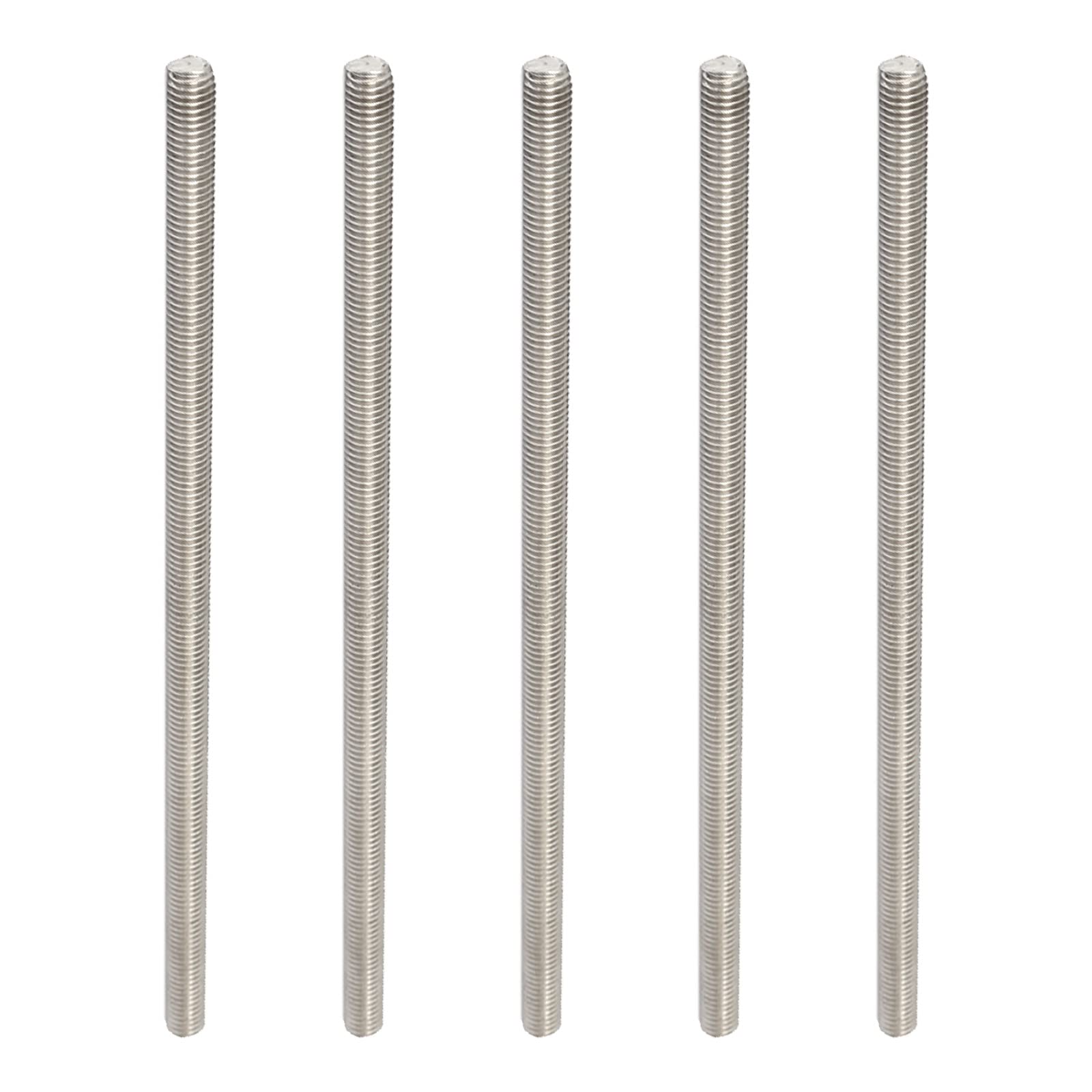 Rebower Fully Threaded Rod 304 Stainless Steel Rod Bar Studs, [for Hangers and Clamps and U-Bolts] - M8 x 200mm Male Threaded /Silver/5Pack — image 1
