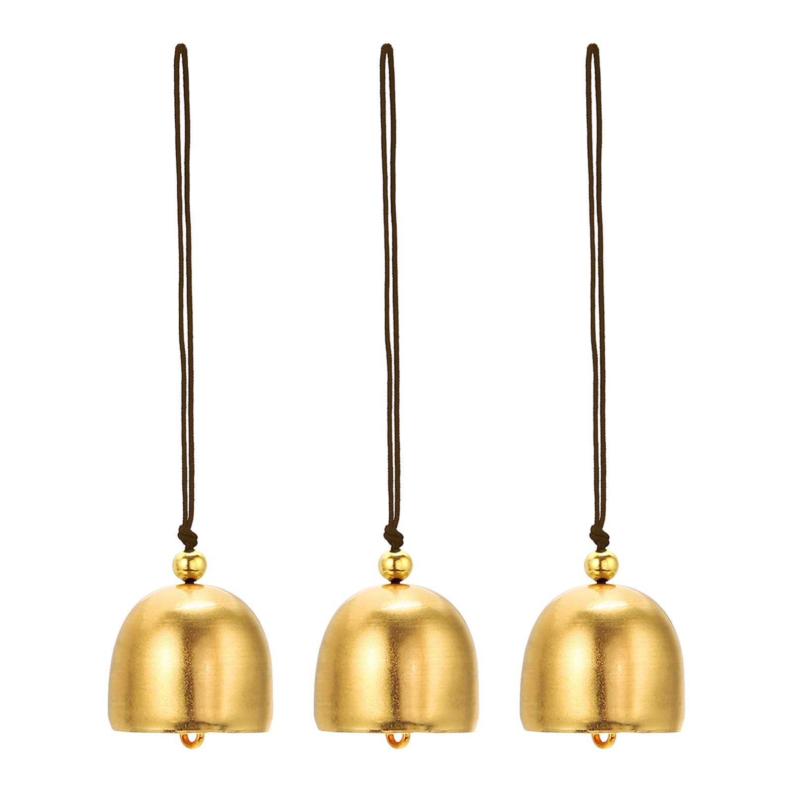 PATIKIL 3 Pcs Wind Chime, Hanging Bells Temple Bells Retro Outdoor Hanging Metal Chinese Wind Chime Round for Outside Garden Camping, Gold Brown