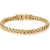 LUCKY2+7 Mens Bracelet - Stainless Steel Fold Over Clasp Franco Chain Bracelets for Men Jewelry Gifts for Dad Grandpa Husband