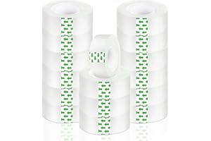 Clear Transparent Stationery Tape Refills Rolls for Dispenser, 16 Rolls Pack, 3/4 in x 1000 in,1 inch Core, Gift Wrapping Tap