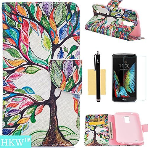 LG K10 Case,LG Premier LTE Case,HKW (TM) Colorful Tree Premium PU Leather Magnetic Flip Closure Protective Wallet Case Cover with Kickstand & Screen Protector for LG K10,LG Premier LTE (MA1389)