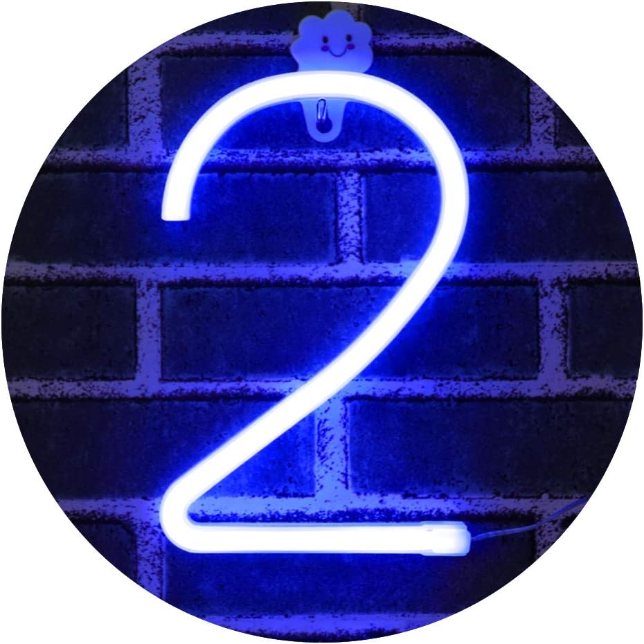 LED Light Up Numbers Neon Lights, Neon Signs Night Light Lamp for Wall