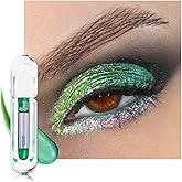 AMY'S DIARY Duochrome MultiChrome Chameleon Green Liquid Metallic Eyeshadow, High-Impact Multi-Dimensional Finish,Deep green Silky Smooth and High Pigment Holographic Glitter Eyeshadow Makeup (02#)