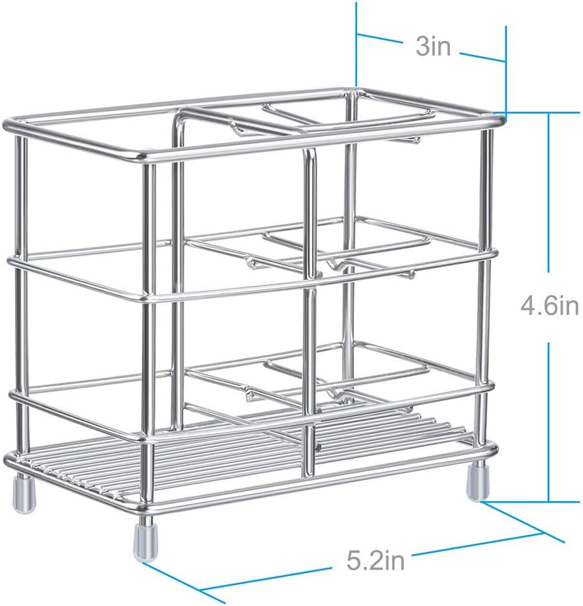 YONGJIE Stainless Steel Bathroom Toothbrush Holder Toothpaste Holder Stand, Wall-Mounted or Countertop Multi-Function Bathroom Storage Rack with Powerful Self-Adhesive: Home & Kitchen