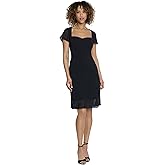 Maggy London Womens Crepe Sweetheart Neck Dress with Chiffon Sleeves and Flounce | Cocktail Dresses for Women