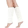 Junely Leg Warmers for Women 80s Cable Knit Leg Warmer for Ballet Dance Figure Skating Yoga Party Junior Neon Long Socks