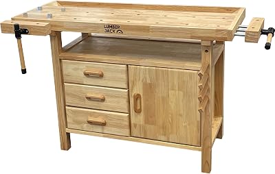 LUMBER JACK WB1200DC3 Heavy Duty Woodworking Bench Front Tail Vice Dog Holes