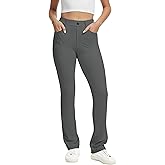 VIMPEP Women’s Stretchy Yoga Dress Pants High Rise Straight Leg with Pockets Casual Petite/Regular 1202