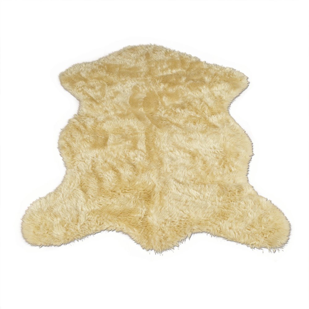 Walk on Me Classic Faux Fur Sheepskin Rug in Ivory - Pelt Shape - New Made in France (2x4, 3x5 or 5x