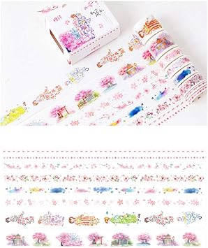 Amazon Co Jp かわいい 和服少女 マスキングテープ 8個入り Diy 和風 和紙テープ クラフトテープ シール Office Products