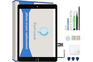 FixCracked Touch Screen Replacement Parts Digitizer Glass Assembly for ipad 6 6th Gen 2018 9.7" (A1893 A1954) with Home Botton Cover(No Touch ID) + Professional Tool Kit (Black)