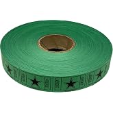 The Ticket Gurus-roll of 2000 Green Star Tickets Single Roll Consecutively Numbered Raffle Tickets