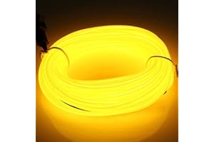 JIGUOOR EL Wire Battery Pack 16.4ft / 5m Bright Neon Light Strip 360° Illumination Neon Tube Rope Lights for DIY, Festival, Party Decoration, Pub, Halloween, Chrismas (16.4ft / 5m, Yellow)