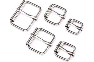 Swpeet 50Pcs 5 Sizes 1/2" 3/4" 1" 5/4" 5/8" Multi-purpose Metal Roller Buckle Ring Assortment Kit for Hardware Belt Bags Ring