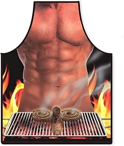 SIXIUDIA Muscle Man Novelty Apron Funny BBQ Cooking Grilling Baking Gift Men