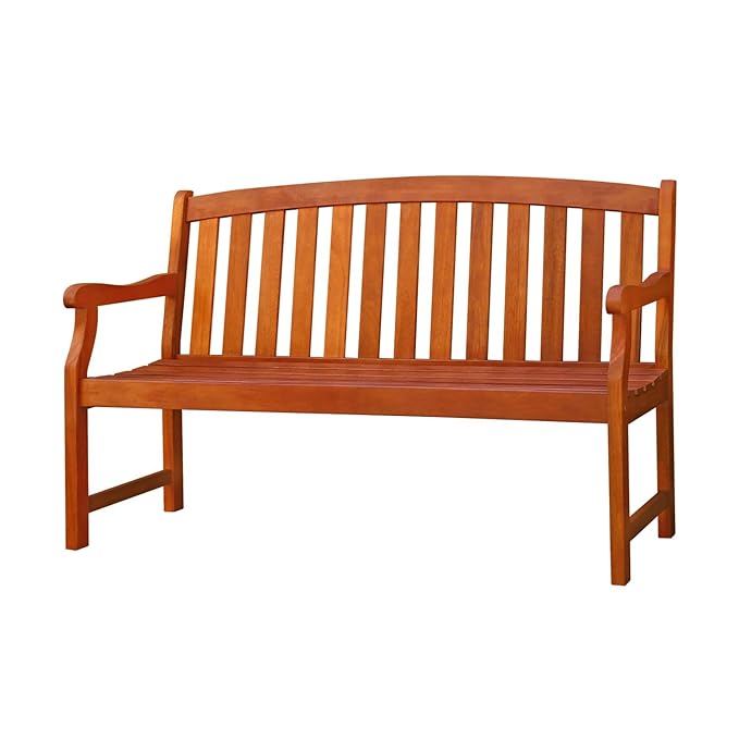 Vifah V275 Outdoor Wood Bench, Natural Wood Finish, 60 by