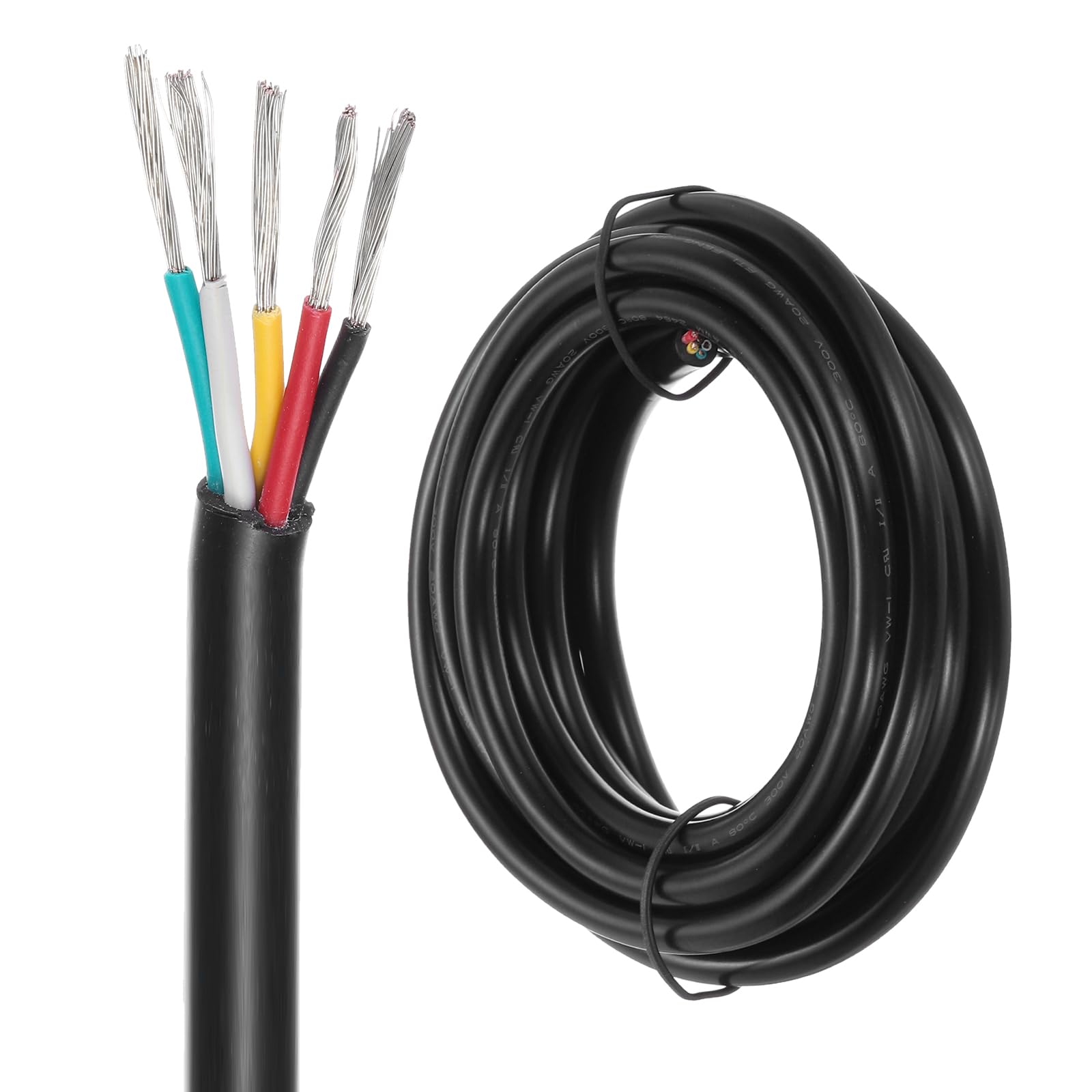 DMiotech 20 Gauge Wire Electrical Wire 5 Conductor, 20 AWG Extension Cable Cord 10 Ft/3 m UL2464 300V Stranded Tinned Copper Wire for LED Lighting Automotive