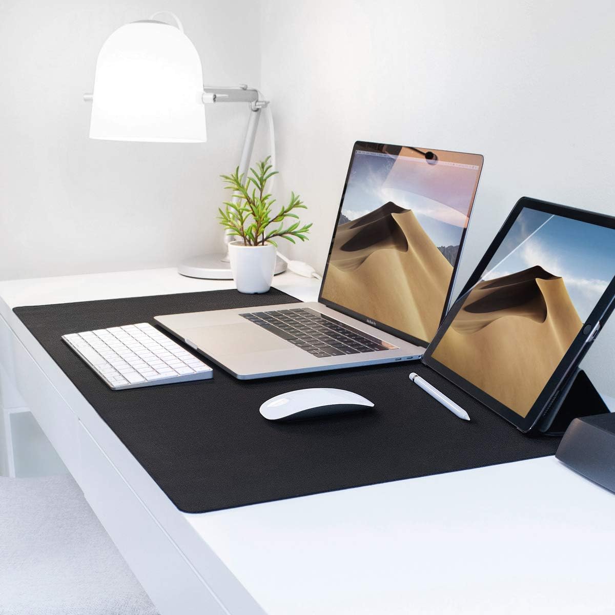 Mejerca Desk Pad Office Desk Protector Mat 31.5" x 15.7" PU Leather Laptop Waterproof Desk Blotter for Mouse Desk Writing and Gaming Mat (Midnight Black) : Office Products