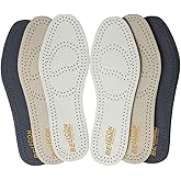 Bellcon Leather Insoles for Women Black Leather Inserts for Womens Thin Nonslip Shoe Pads for Boots Comfort Cushioning Sandal Insoles for Flats (3 Pairs/Womens US 7-7.5)