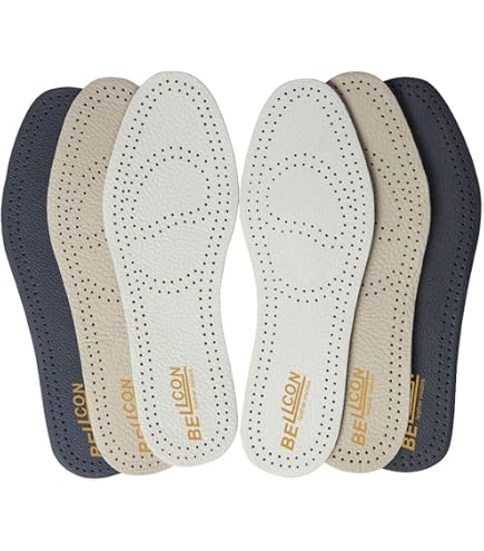 Amazon.com: Leather Sockless Shoe Insoles for Men, Thin Dress Work Boots  Inserts