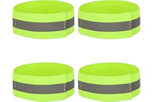 4PCS High Visibility Armbands, Elasticated Ankle Bands Hi Vis Reflective Running Armbands Wristbands Slap Armbands Reflector 