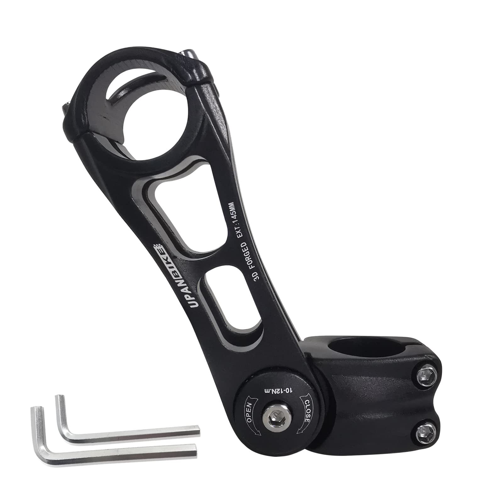 UPANBIKE Bike Stem Adjustable 31.8mm 85 Degree 90mm 110mm 145mm Aluminum Alloy Handlebar Riser Extender Stem for Mountain Bicycle Road Bike MTB(BLACK,31.8 * 145)