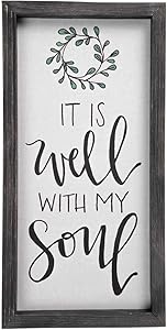 Brownlow Gifts Framed Linen Sign Wall Décor, 8 x 16-Inches, It is Well with My Soul