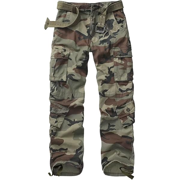 TRGPSG Men's Cargo Pants Camo Casual Pants Relaxed Fit Cotton Work