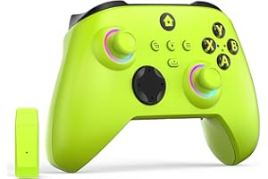 W&O Wireless Controller for With Xbox One, Xbox Series X/S, Xbox One X/S, PC, With RGB LED Light, Mappable Buttons, With 2.4GHZ Wireless Adapter Gamepad (Electric Volt)