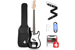 Donner Electric Bass Guitar 4 Strings Full-Size Standard Bass PB-Style Beginner Kit Black for Starter with Free Online Lesson Gig Bag Guitar Strap and Guitar Cable, DPB-510D