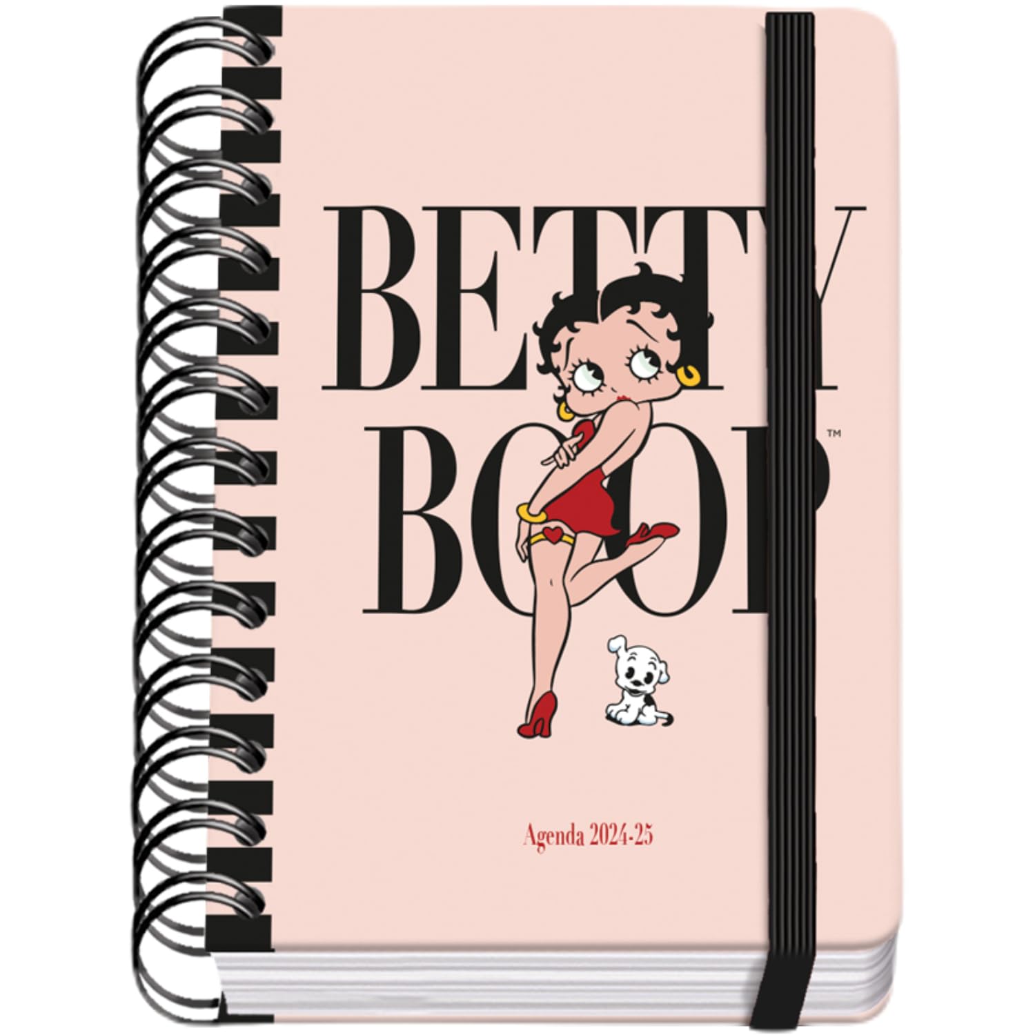 Dohe - School Diary 2024 2025 - Day by Page, Size A6 (12 x 17 cm), Ring Closure and Rubber, Spanish and English, 4 Sticker Pages, September to June, School Supplies - Betty Boop