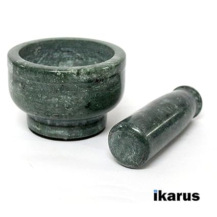 IKARUS Marble Mortar and Pestle Set for Kitchen (4-inches, Green)