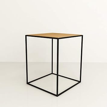 Xxl Discount Home Couchtisch Holz Metall Couchtisch Holz Furniert Eiche Geolt Metall Schwarz Matt Metall Beistelltisch Industiedesign Loft Vintage Sofatisch Natur 40 X 40 X 50 Amazon De Kuche Haushalt