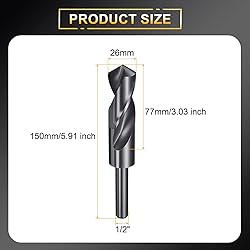 HARFINGTON 26mm Drill Bit 1/2" Reduced Shank Round