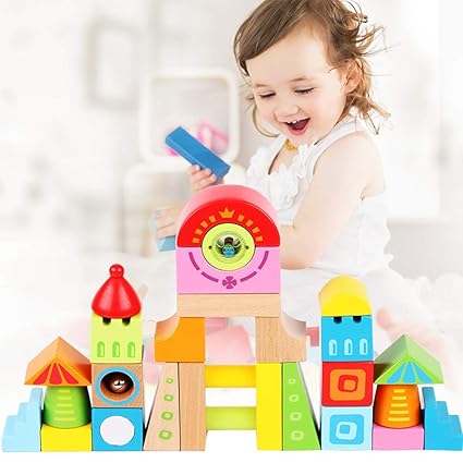 Adadnap Building Blocks For Toddlers Colorful Baby Toys Wooden Blocks Educational Toys For Kids Gift 28 Pcs Baby Blocks For 1 Year Old And Up