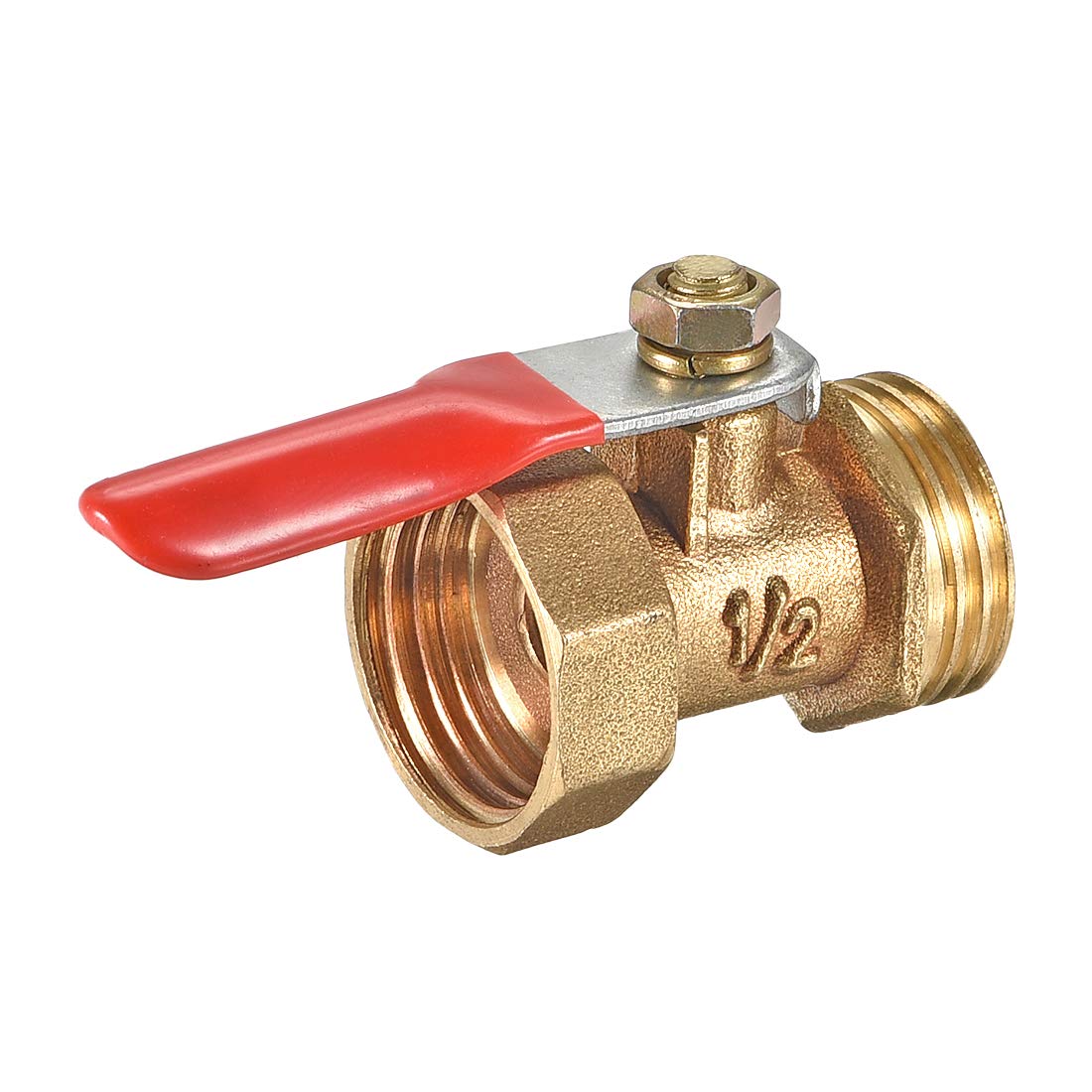 uxcell Ball Valve Shut-Off Valve, G1/2 Male to G1/2 Female Thread, Pipe Tubing Fittings, 180 Degree Operation Handle, Brass Valve, Pack of 1