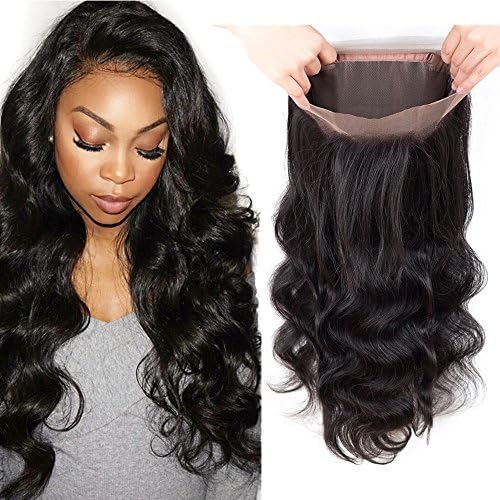 XSYHair 100% Brazilian Nature Black 360 Ear to Ear Body Wave Free Part Human Hair Lace Closure for Black Women