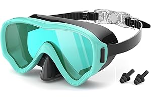 COOLOO Kids Goggles with Nose Cover, 180° Wide View Swimming Goggles for Kids 4-16, No More Hair Snags Anti-Fog No-Leak Snork