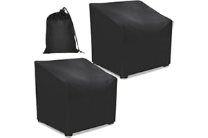 Takytao Patio Chair Covers 34“W x 39”D x 34“H, Outdoor Chair Covers Waterproof, Lounge Deep Seat Cover, Lawn Chair Covers, Patio Furniture Covers , Rain Snow Dust Wind-Proof(2 Pack, Black）