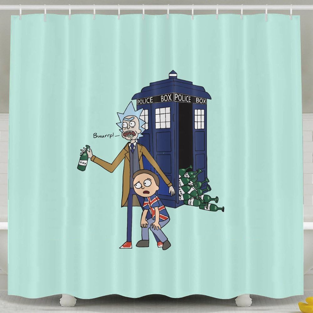 Rick And Morty Doctor Who Style Bathroom Shower Curtain