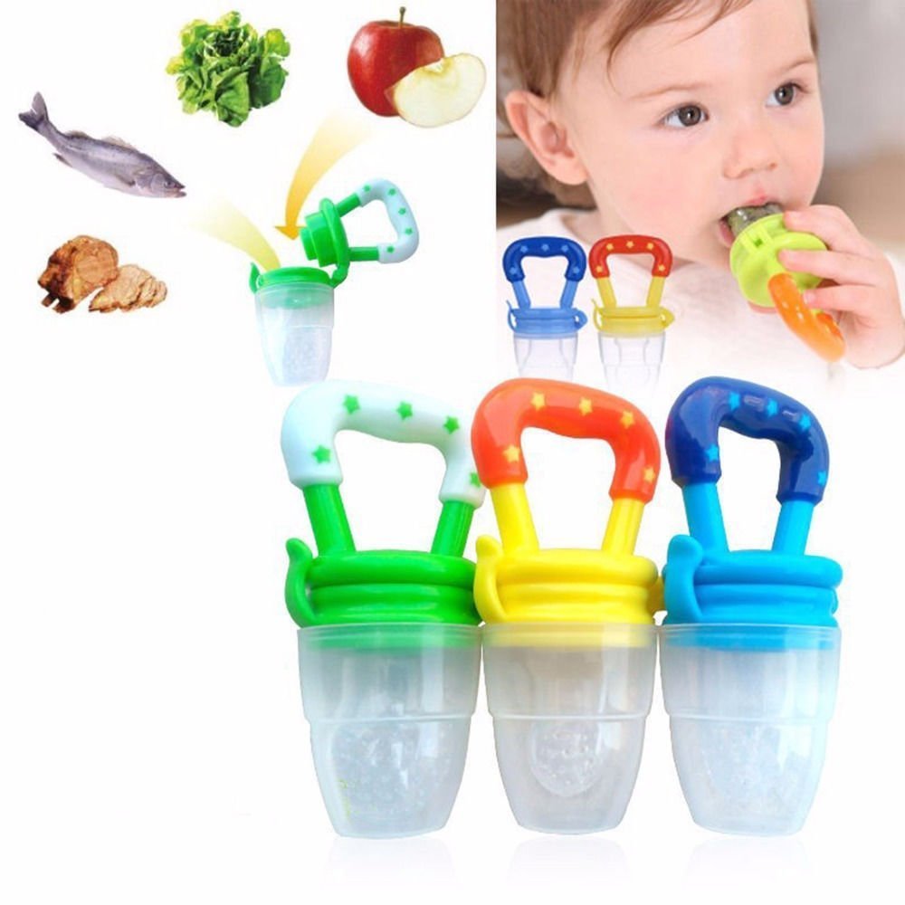 Q4U Baby Dummy Pacifier Fresh Food/Fruit Feeder Feeding Nipple Weaning Teething Nipple Teat Pacifier Tether Soother Pack of 4