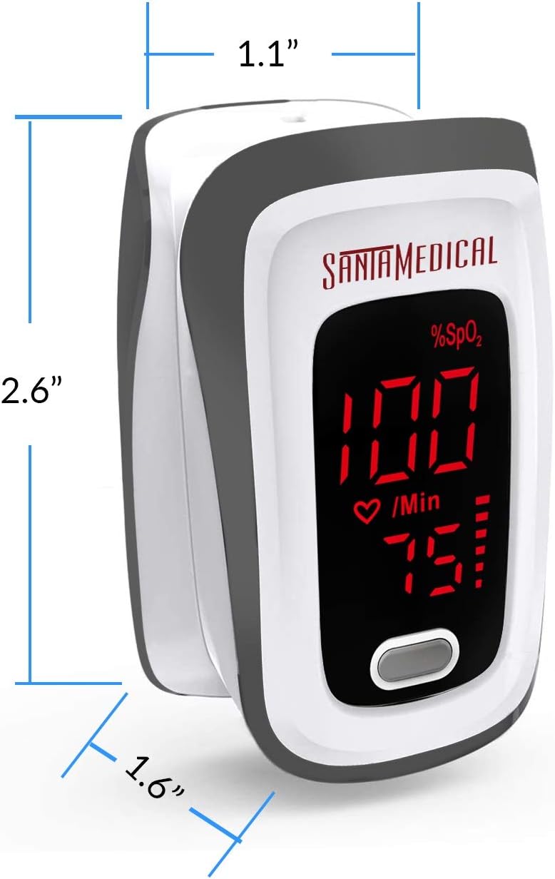 Fingertip Pulse Oximeter, Blood Oxygen Saturation Monitor (SpO2) with Pulse Rate Measurements and Pulse Bar Graph, Portable Digital Reading LED Display, Batteries and Carry Case Included: Health & Personal Care